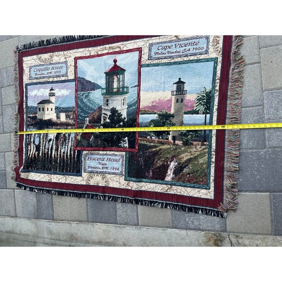 Goodwin Weavers Oregon Lighthouse Tapestry 64x45 Blanket House Cottage Florance - Picture 4 of 16
